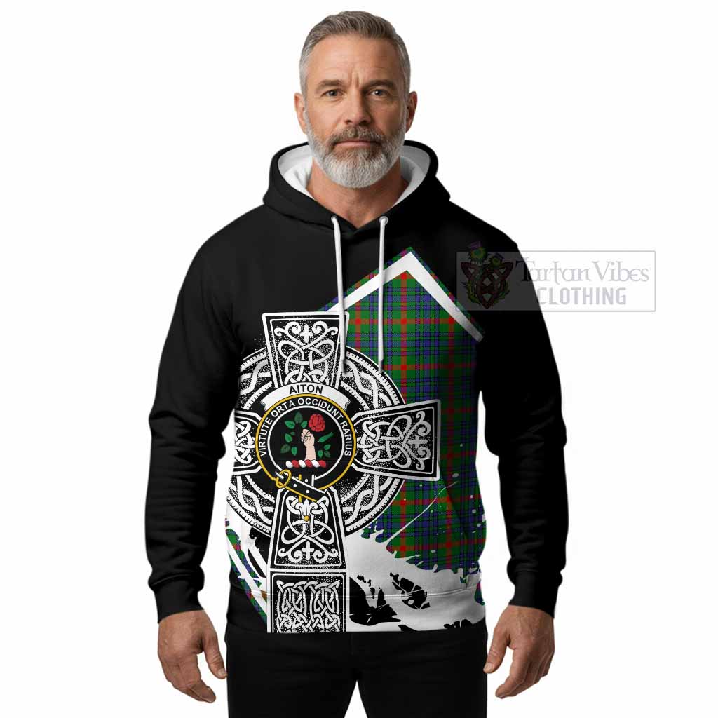 Aiton Tartan Crest Hoodie Scottish Celtic Cross Heritage