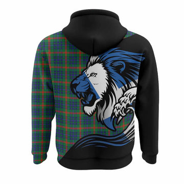 Aiton Tartan Crest Hoodie Scottish Golden Lions Wave Flow