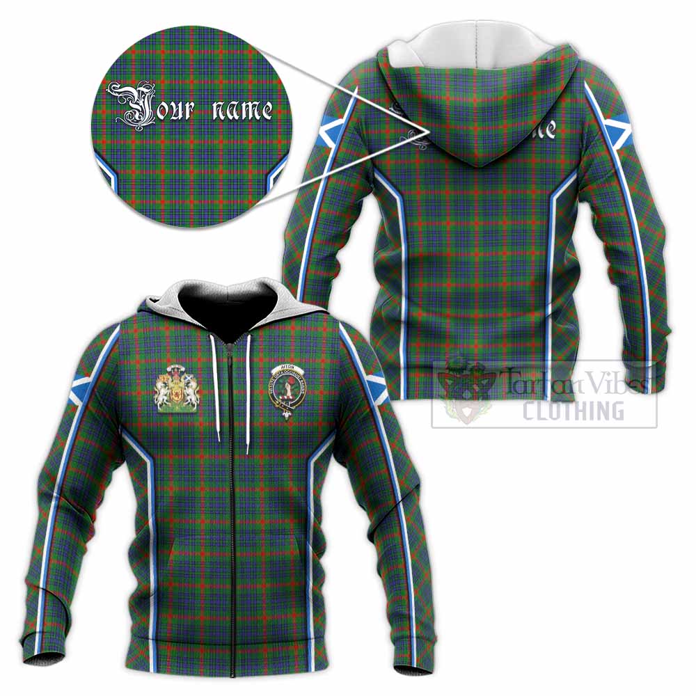 Aiton Tartan Crest Knitted Hoodie Scotland Coat of Arm Flag Style - Tartan Vibes Clothing