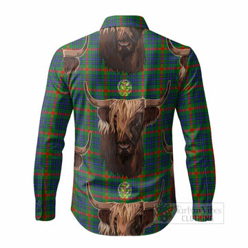 Aiton Tartan Crest Long Sleeve Button Shirts Scotland Heilan Coo Tartan Seamless Style