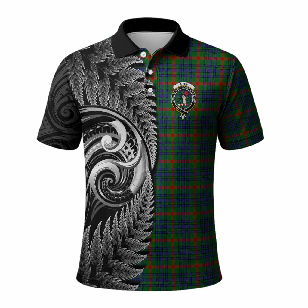 Aiton Tartan Crest Polo Shirt With New Zealand Silver Fern Maori Koru