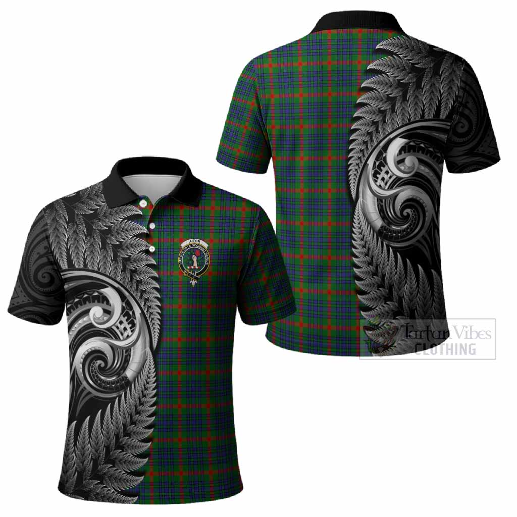 Aiton Tartan Crest Polo Shirt With New Zealand Silver Fern Maori Koru