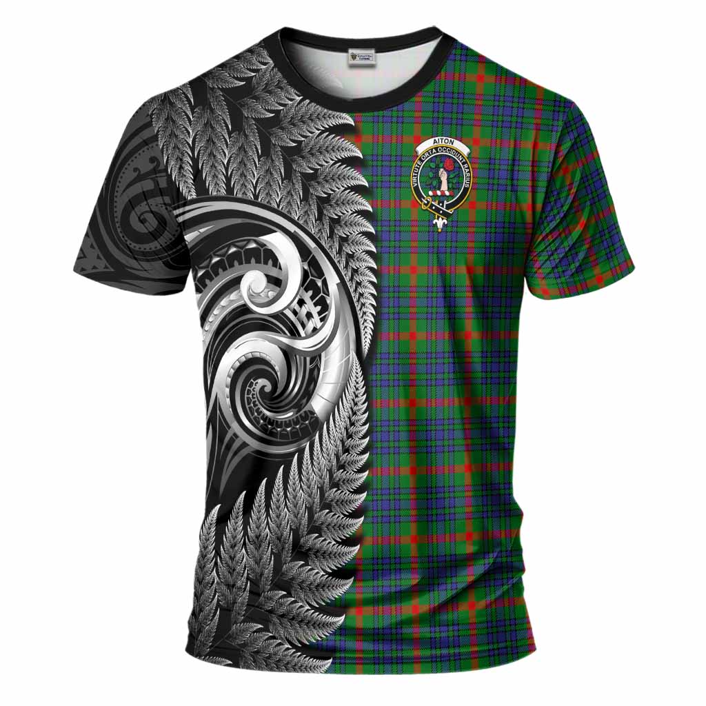 Aiton Tartan Crest T-Shirt With New Zealand Silver Fern Maori Koru