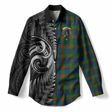 Aiton Tartan Crest Women Casual Shirt With New Zealand Silver Fern Maori Koru