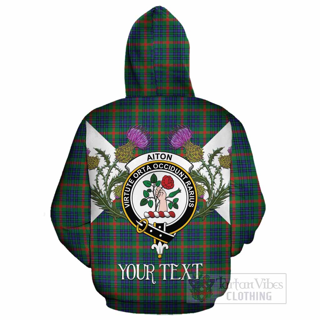 Aiton Tartan Family Crest Cotton Hoodie Scottish Burns Night Thistle Floral