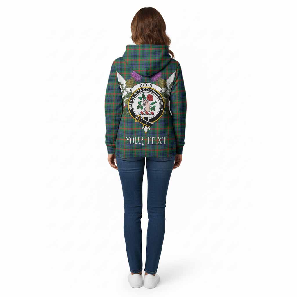 Aiton Tartan Family Crest Cotton Hoodie Scottish Burns Night Thistle Floral