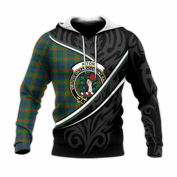 Aiton Tartan Family Crest Knitted Hoodie Celtic Scottish Thistle Floral - Tartan Vibes Clothing
