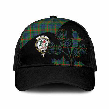 Aiton Tartan Family Crest Mesh Trucker Cap Scotland Thistle Floral Flag Style