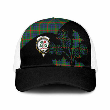 Aiton Tartan Family Crest Mesh Trucker Cap Scotland Thistle Floral Flag Style