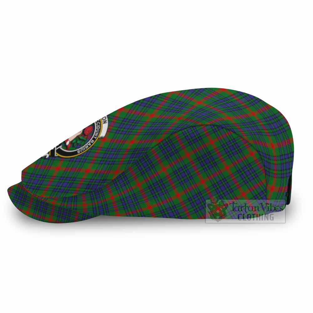 Aiton Tartan Flat Cap, Jeff Cap Cross Style with Family Crest - Tartan Vibes Clothing