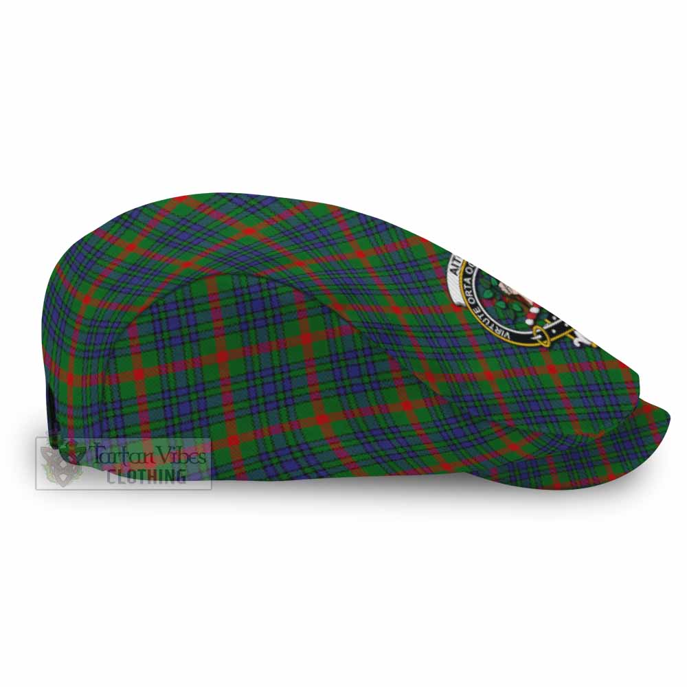 Aiton Tartan Flat Cap, Jeff Cap Cross Style with Family Crest - Tartan Vibes Clothing