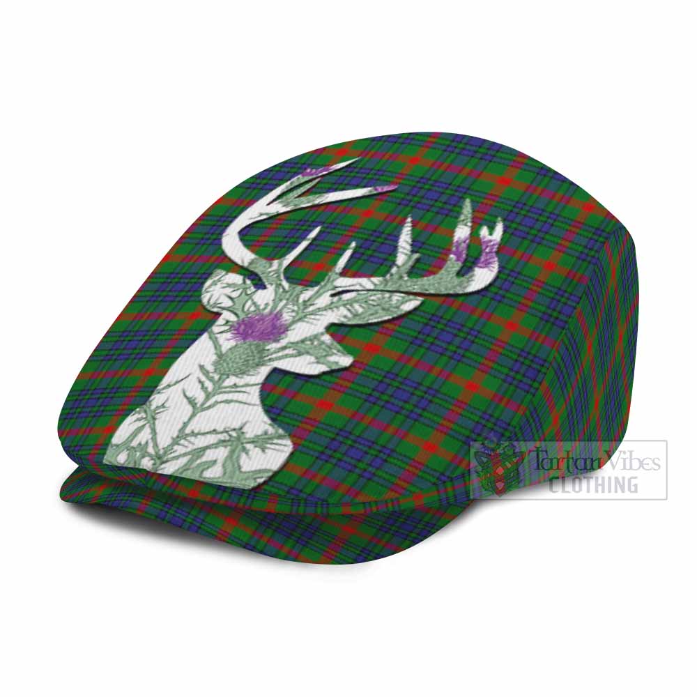 Aiton Tartan Flat Cap, Jeff Cap Scottish Stag Thistle Floral Art