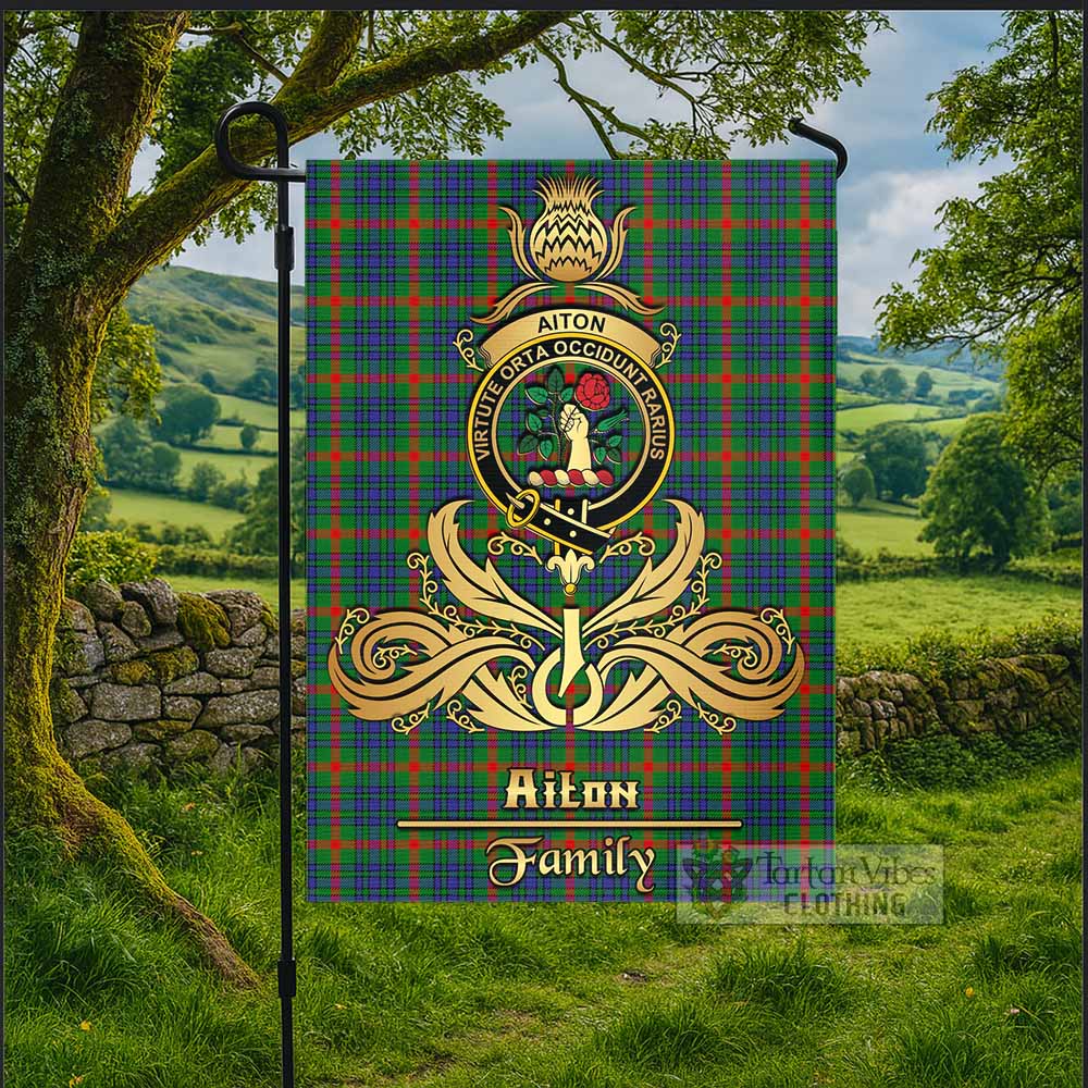 Aiton Tartan Garden Flag with Highland Thistle Cherish Family Crest Style - Tartan Vibes Clothing