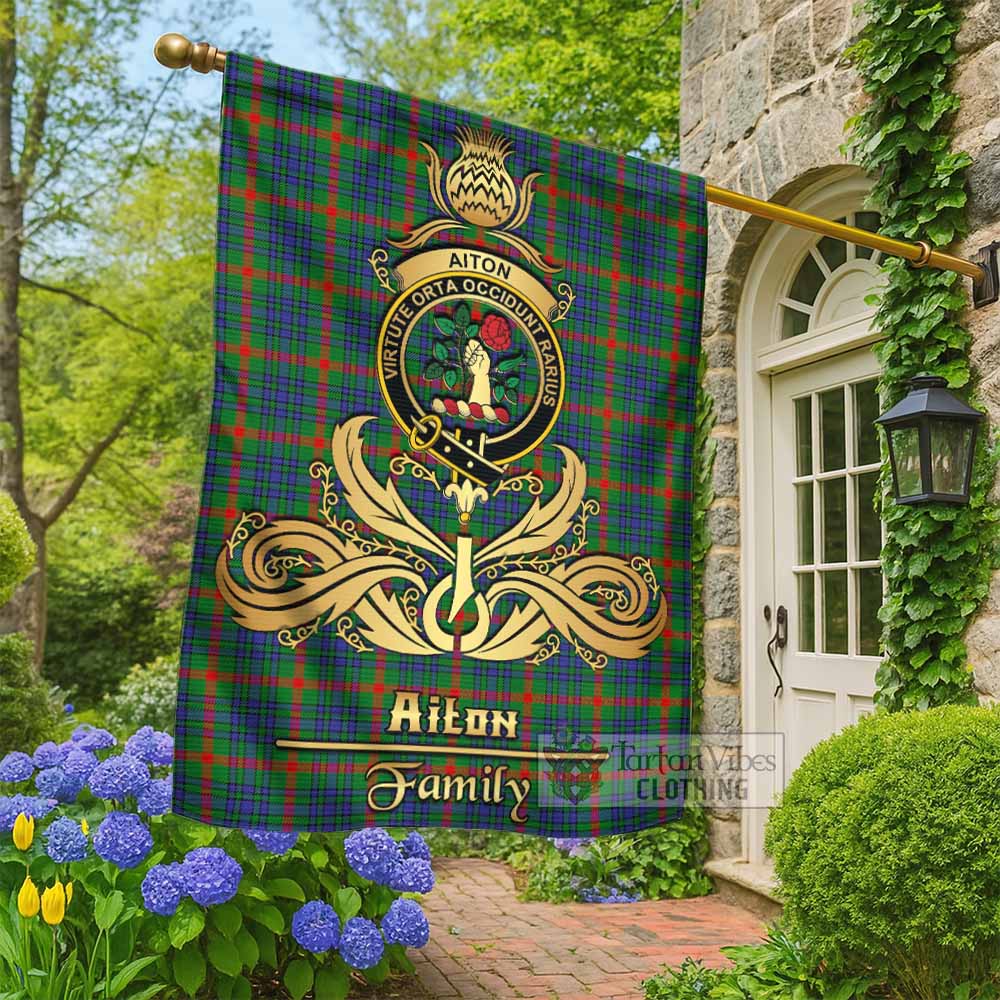Aiton Tartan Garden Flag with Highland Thistle Cherish Family Crest Style - Tartan Vibes Clothing