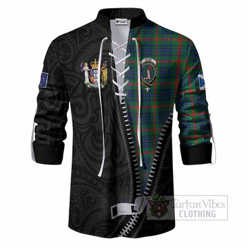 Aiton Tartan Ghillie Shirt New Zealand Pattern Unique Zipper Stylized