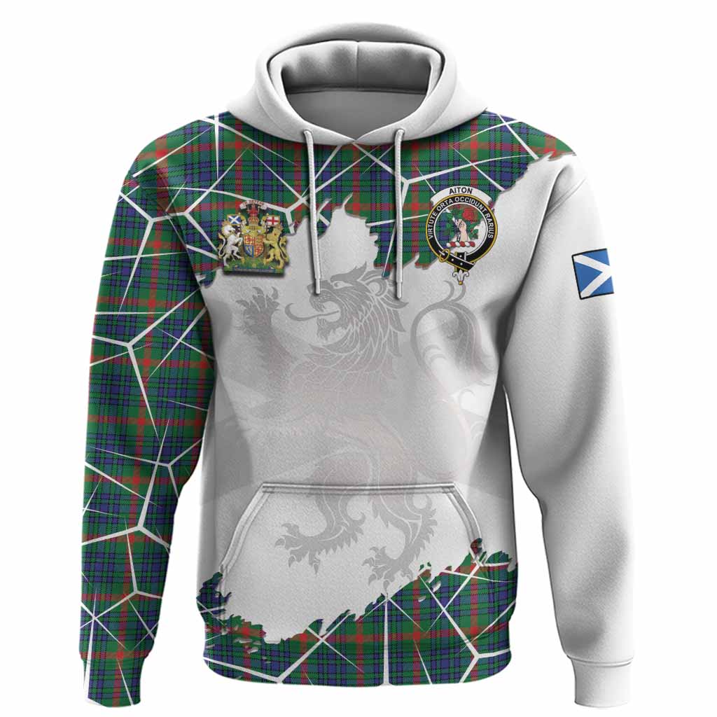 Aiton Tartan Hoodie with Family Crest and Lion Rampant Grunge Style