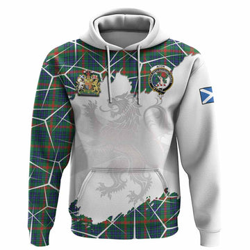 Aiton Tartan Hoodie with Family Crest and Lion Rampant Grunge Style