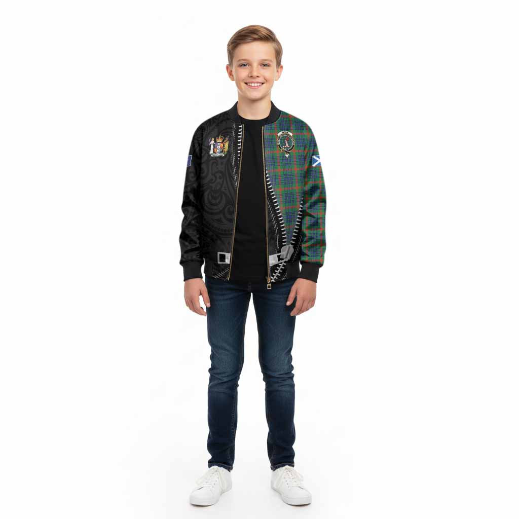 Aiton Tartan Kid Bomber Jacket New Zealand Pattern Unique Zipper Stylized