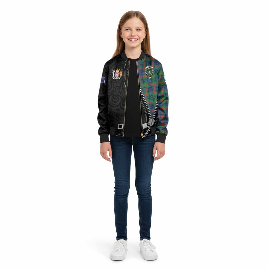 Aiton Tartan Kid Bomber Jacket New Zealand Pattern Unique Zipper Stylized