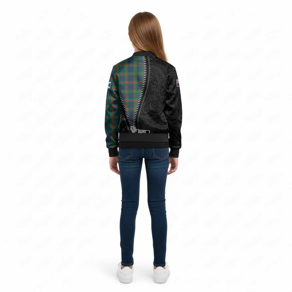 Aiton Tartan Kid Bomber Jacket New Zealand Pattern Unique Zipper Stylized