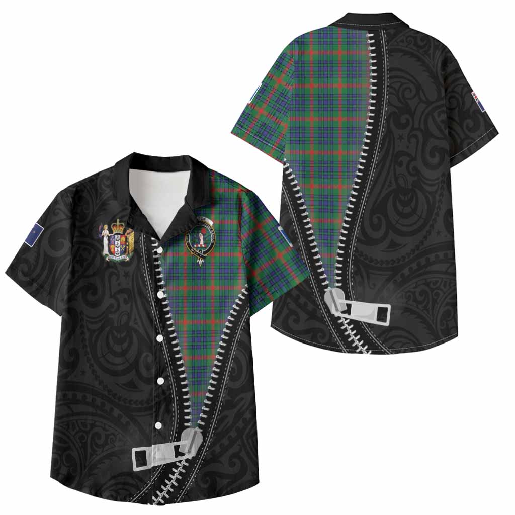 Aiton Tartan Kid Hawaiian Shirt New Zealand Pattern Unique Zipper Stylized