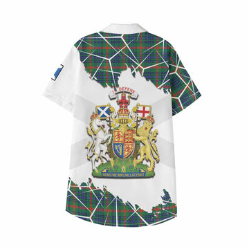 Aiton Tartan Kid Hawaiian Shirt with Family Crest and Lion Rampant Grunge Style