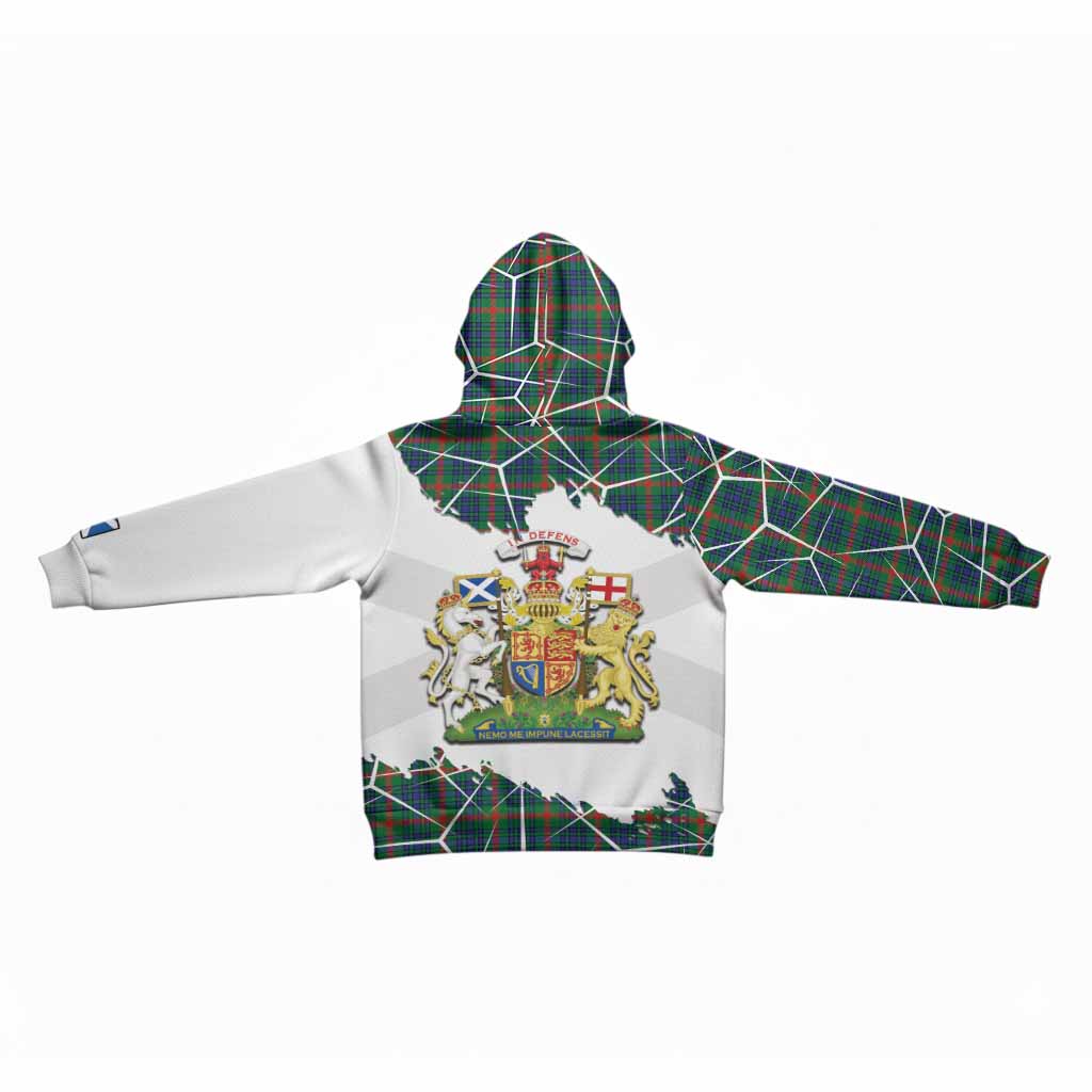 Aiton Tartan Kid Hoodie with Family Crest and Lion Rampant Grunge Style