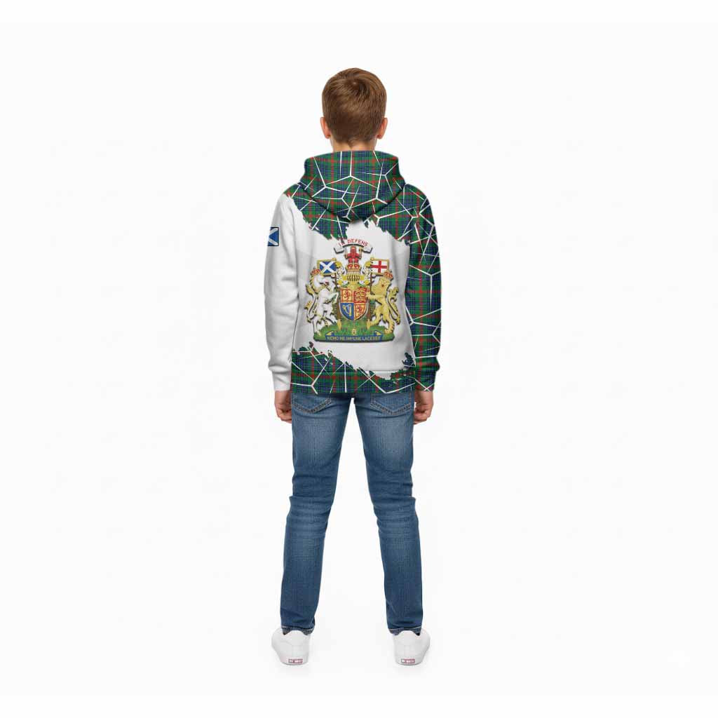 Aiton Tartan Kid Hoodie with Family Crest and Lion Rampant Grunge Style