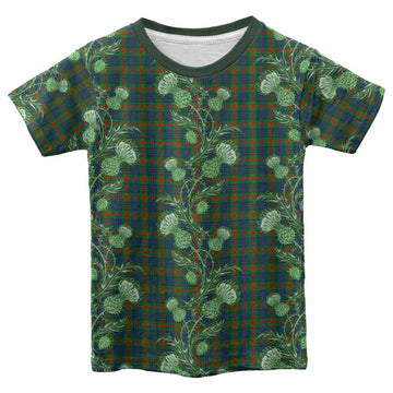 Aiton Tartan Kid T-shirt Seamless Scottish Thistle Flowers