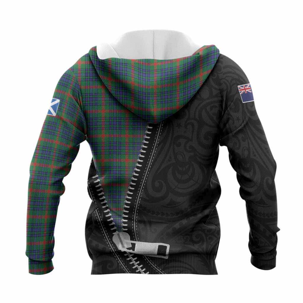 Aiton Tartan Knitted Hoodie New Zealand Pattern Unique Zipper Stylized
