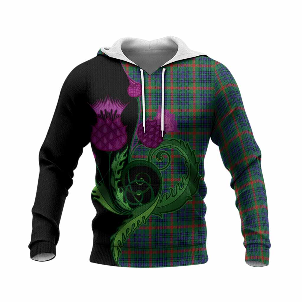 Aiton Tartan Knitted Hoodie Traditional Scottish Thistle