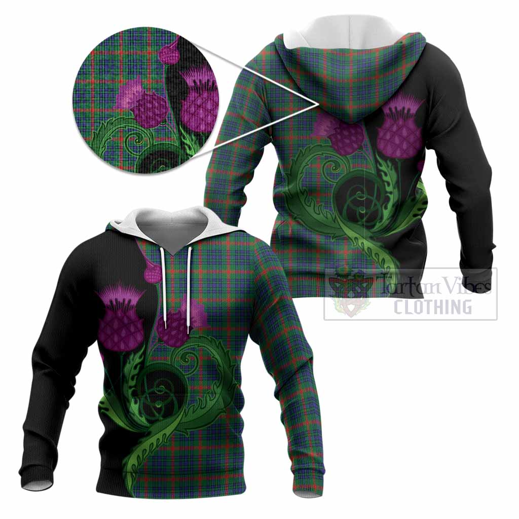 Aiton Tartan Knitted Hoodie Traditional Scottish Thistle