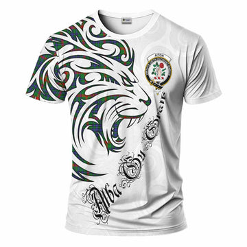 Aiton Tartan Lion Roar T-Shirt Alba Gu Brath with Celtic Motifs