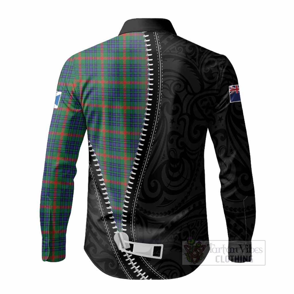 Aiton Tartan Long Sleeve Button Shirts New Zealand Pattern Unique Zipper Stylized