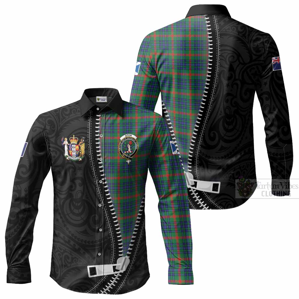 Aiton Tartan Long Sleeve Button Shirts New Zealand Pattern Unique Zipper Stylized