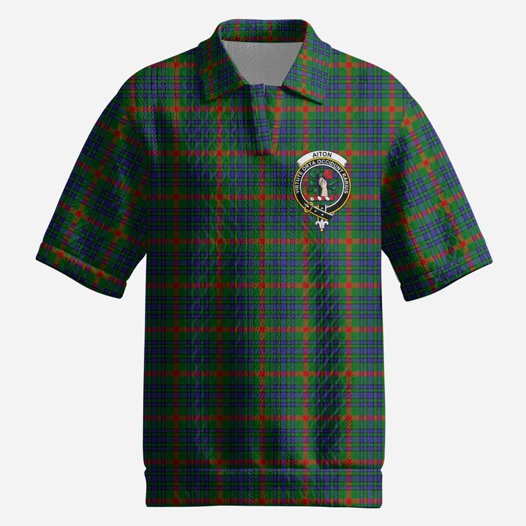 Aiton Tartan Men’s Polo Sweater Top with Family Crest