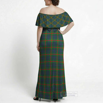 Aiton Tartan Off Shoulder Ruffle Maxi Dress