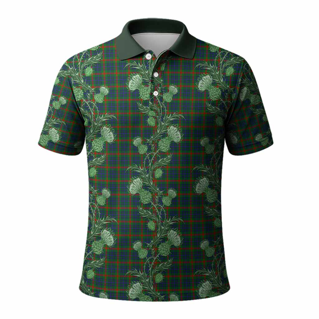 Aiton Tartan Polo Shirt Seamless Scottish Thistle Flowers