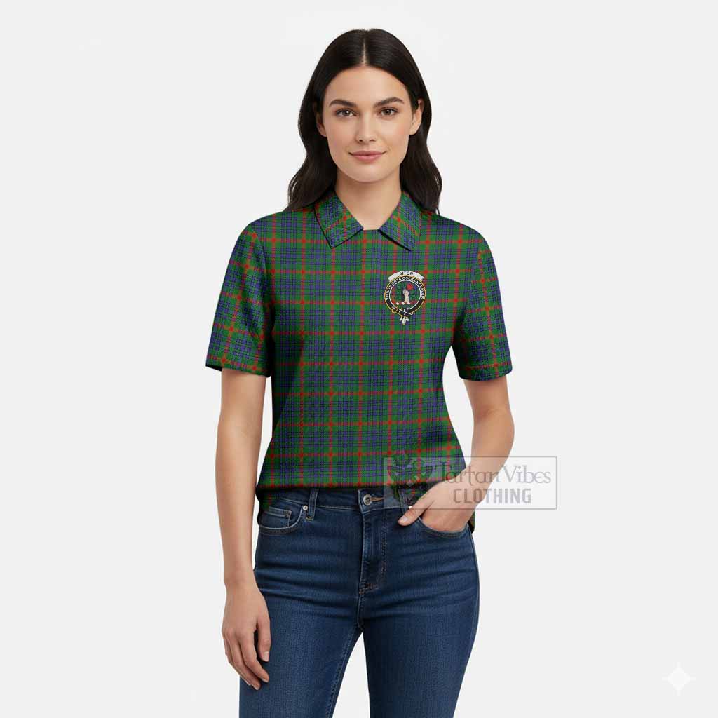 Aiton Tartan Women’s Polo Sweater Top with Family Crest