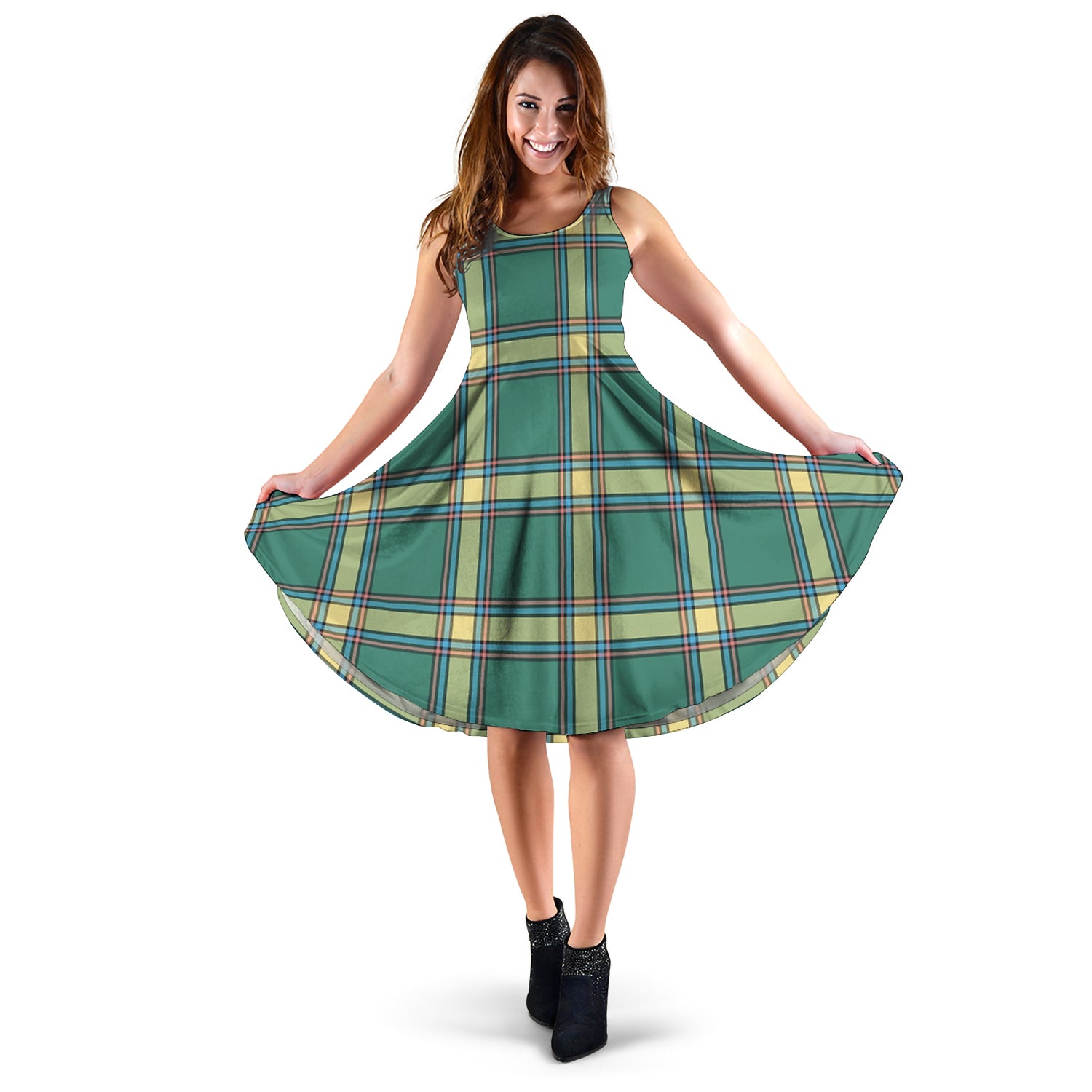 Alberta Province Canada Tartan Sleeveless Midi Womens Dress - Tartanvibesclothing