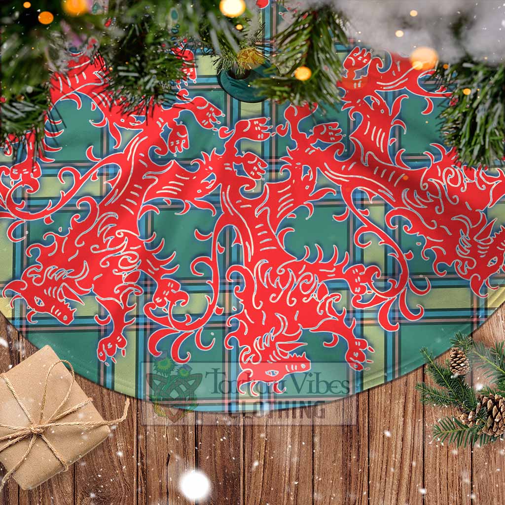 Tartan Vibes Clothing Alberta Province Canada Tartan Christmas Tree Skirt Lion Rampant Style