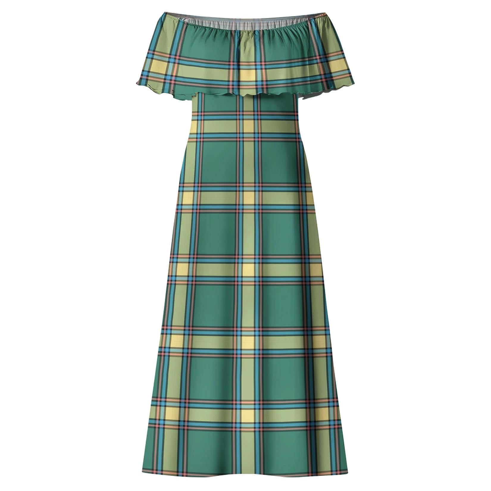 Alberta Province Canada Tartan Off Shoulder Long Dress - Tartanvibesclothing