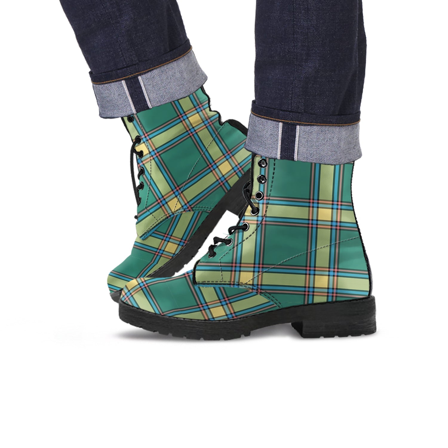 Alberta Province Canada Tartan Leather Boots - Tartanvibesclothing
