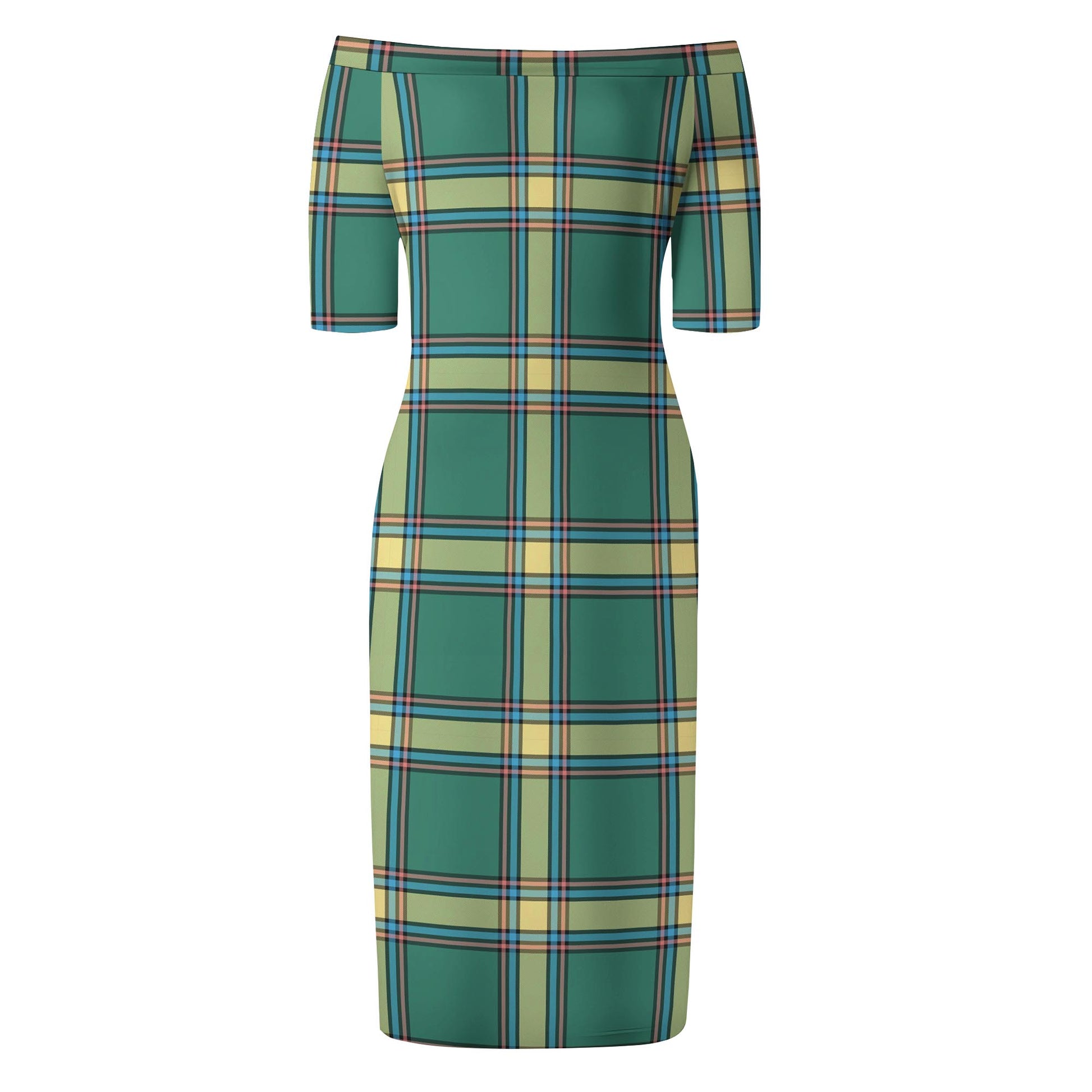 Alberta Province Canada Tartan Off Shoulder Lady Dress - Tartanvibesclothing