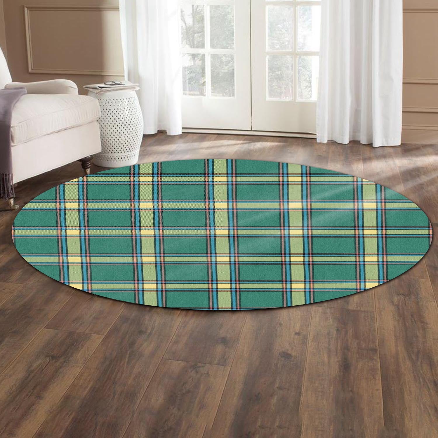 Alberta Province Canada Tartan Round Rug - Tartanvibesclothing