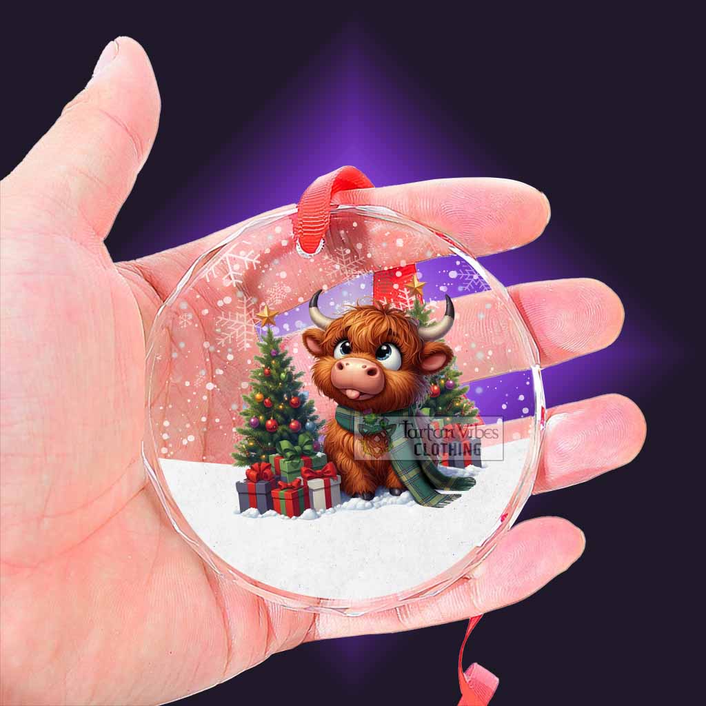 Tartan Vibes Clothing Alberta Province Canada Clan Christmas Glass Ornament with Adorable Highland Coo