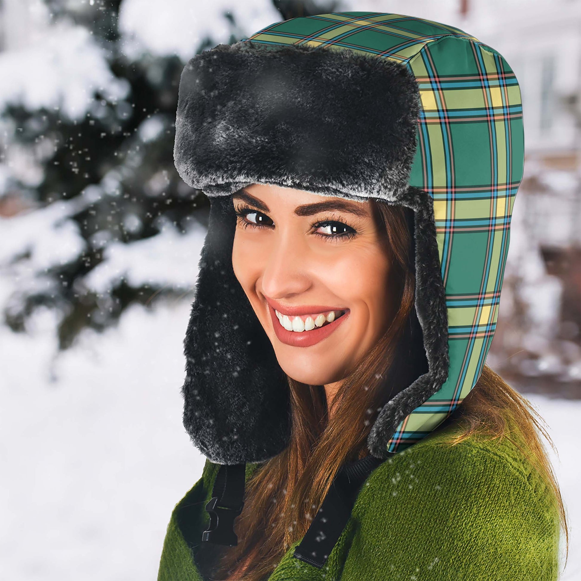 Alberta Province Canada Tartan Winter Trapper Hat - Tartanvibesclothing