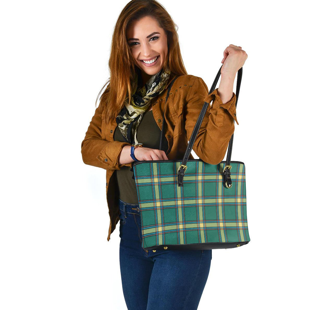 Alberta Province Canada Tartan Leather Tote Bag - Tartanvibesclothing