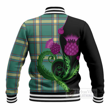 Alberta Province Canada Tartan Baseball Jacket Traditional Scottish Thistle