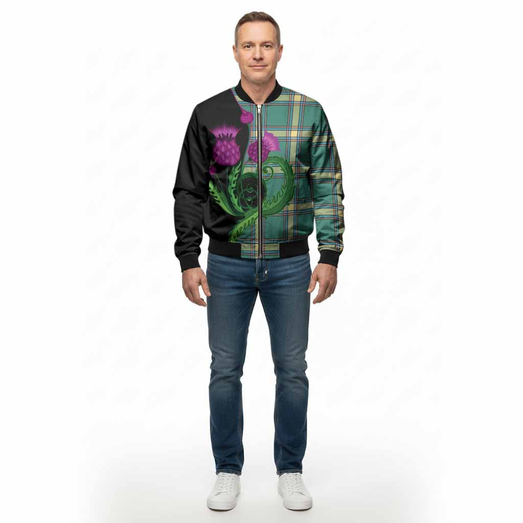 Alberta Province Canada Tartan Bomber Jacket Traditional Scottish Thistle